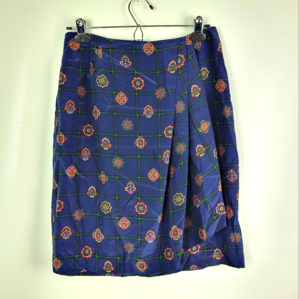 Charter Club 100% Silk Faux Wrap Skirt Sz 8